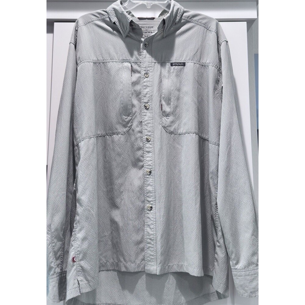 Simms Mens XL Insect Shield Guide Series Long Sleeve Fly Fishing Green